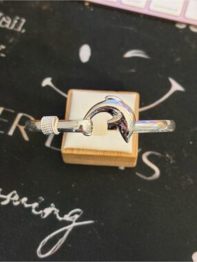 Sterling Silver Dolphin Cuff Bracelet - Women's Jewelry